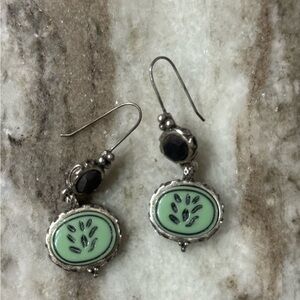 Elegant Silver and Green Earrings